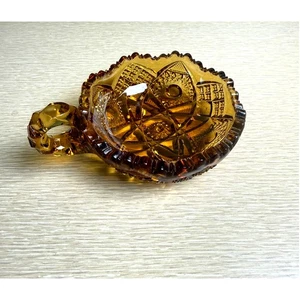 Vintage Braunglas Windelschale mit Henkel - MCM Schale - Amberina Stil Schmuckschale - Bild 1 von 3