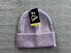 Art Class Girl's Knitted Cuffed Beanie Hat Purple - Picture 1 of 6