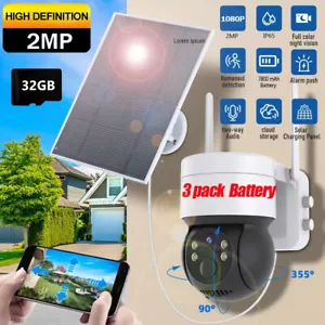 1080P Überwachungskamera Außen 360° Sicherheit Solar Kamera WLAN IR Nachtsicht* - Bild 1 von 21