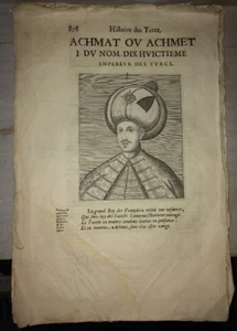 TÜRKEI. PORTRÄT VON ACHMET I. 18. KAISER DER TÜRKIEN. PORTRAIT VON 1662. - Bild 1 von 3