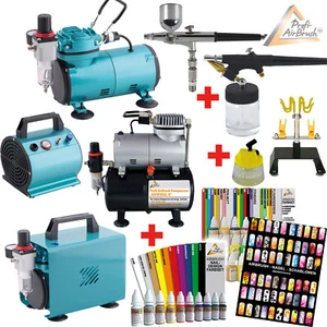 AIRBRUSH KOMPRESSOR SET KOMPLETT KIT AIRBRUSHPISTOLE SCHLAUCH AIRBRUSHKOMPRESSOR - Bild 1 von 21