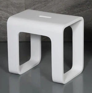 ALFI brand ABST99 White Matte Solid Surface Resin Bathroom / Shower Stool - Picture 1 of 12