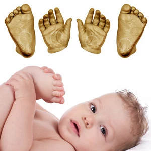 Newborn Baby Gift 3D Plaster Casting Cast Kit hand foot prints Gold Keepsake Set - Picture 1 of 12