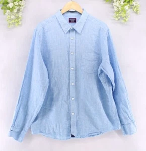 Untuckit Men's Wrinkle Resistant Long Sleeve Linen Slim Fit Sky Blue Sz 2XL - Picture 1 of 8