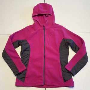 Snozu Performance Womens Medium Pink Gray Full Zip Fleece Hoodie Jacket Ladies - Picture 1 of 10