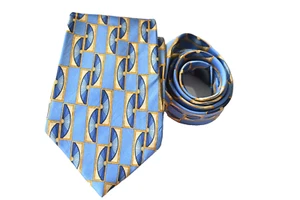 LANVIN MEN'S TIE BLUE/GEOMETRIC WIDTH: 3.75" LENGTH: 57" - Picture 1 of 3