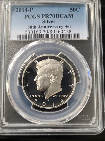 2014-P Proof 50th Anniversary  Kennedy Half Dollar  PCGS PR70DCAM Silver Cover