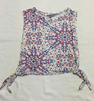 Charlotte Russe White Open Side Top With Blue & Pink Floral Print Sz S NWTk - Imagem 1 de 4