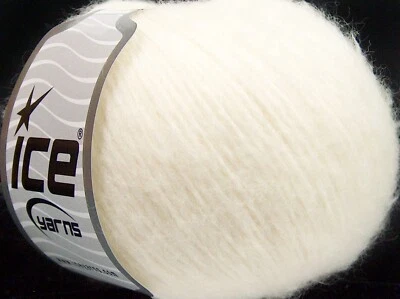 Hilos de hielo de algodón borroso crudo lana merino nyl 65105 venta lujo premium 50 gr 218yd Foto 1 de 4