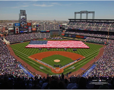 Coors Field Colorado Rockies Unsigned National Anthem General View Photograph Cover