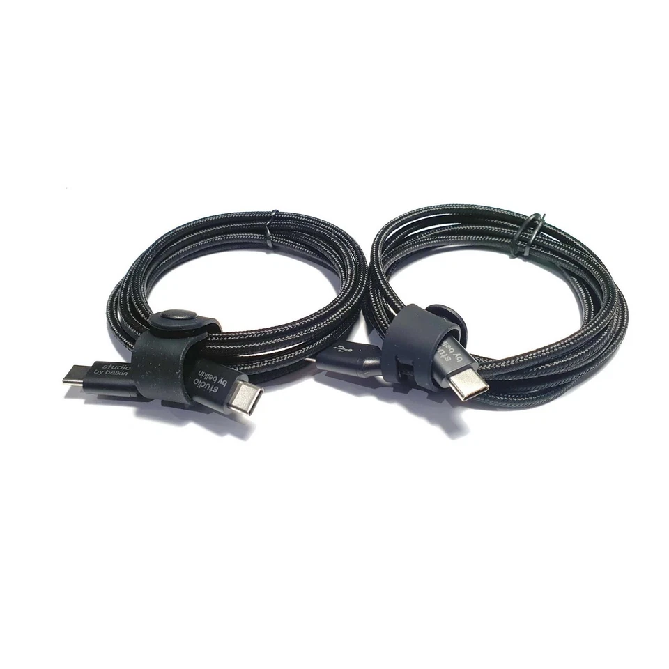2x BELKIN STUDIO USB-C TO USB-C CABLE 480MBPS BRAIDED BLACK NEW F2CU061-05-BLK - Image 1 of 1
