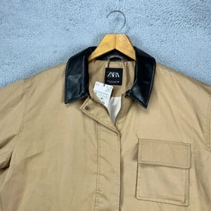 Zara Combination Barn Jacket Mens XL Contrast Full Zip Snap Utility Pockets NEW - Picture 1 of 11