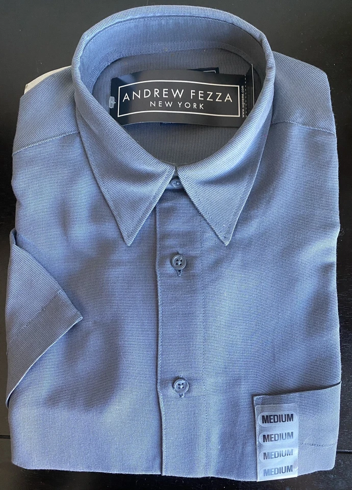 Nueva Camisa de Vestir Informal Andrew Fezza New York Para Hombre Manga Corta - Talla Mediana Foto 1 de 4