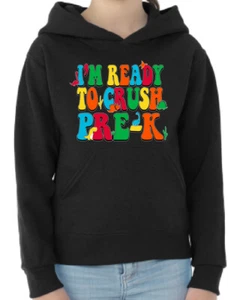 Im Ready To Crush PreK Cute Dinosaur Colorful Hooded Sweatshirt - Picture 1 of 12