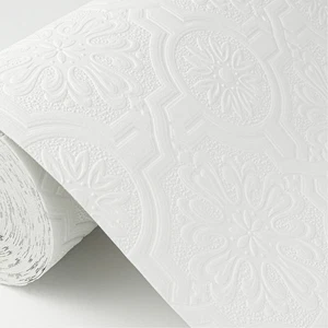 4000-32817 Victorian White Tin Ceiling Paintable Wallpaper Expanded Vinyl - Picture 1 of 8