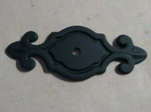 Backplate Cabinet Drawer Door Pull Hardware Drawer Matte Black Single Hole - Picture 1 of 4