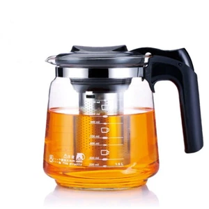 Glas Teekanne 1500 ml mit Edelstahl Siieb Teefilter Glaskanne Teebereiter - Bild 1 von 1