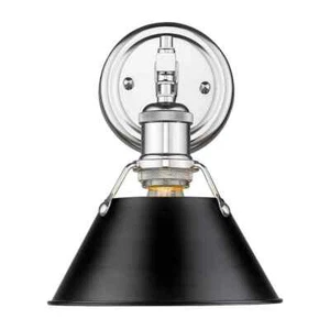 Golden Lighting Orwell 1-Light Chrome with Black Shade Bath Vanity - Picture 1 of 3