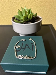 JAI Sterling Silver 50 & Fabulous Box Chain Charm Bracelet, 8.0g - Picture 1 of 4
