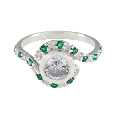 Emerald Enchantment 925 Sterling Silber Blumen-CZ-Ring - Bild 1 von 4