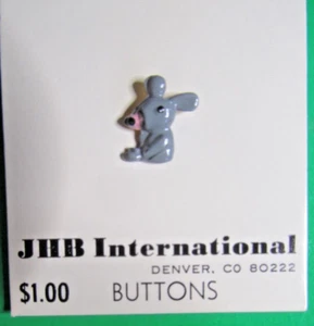 VINTAGE JHB 1/2" MOUSE GRAY ALUMINUM SHANK NOVELTY BUTTON NOS-6/80 - Picture 1 of 3