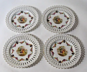 Lot of 4 Schumann Dresden Courting Couple Reticulated 7.75" Dessert Plates - Picture 1 of 4