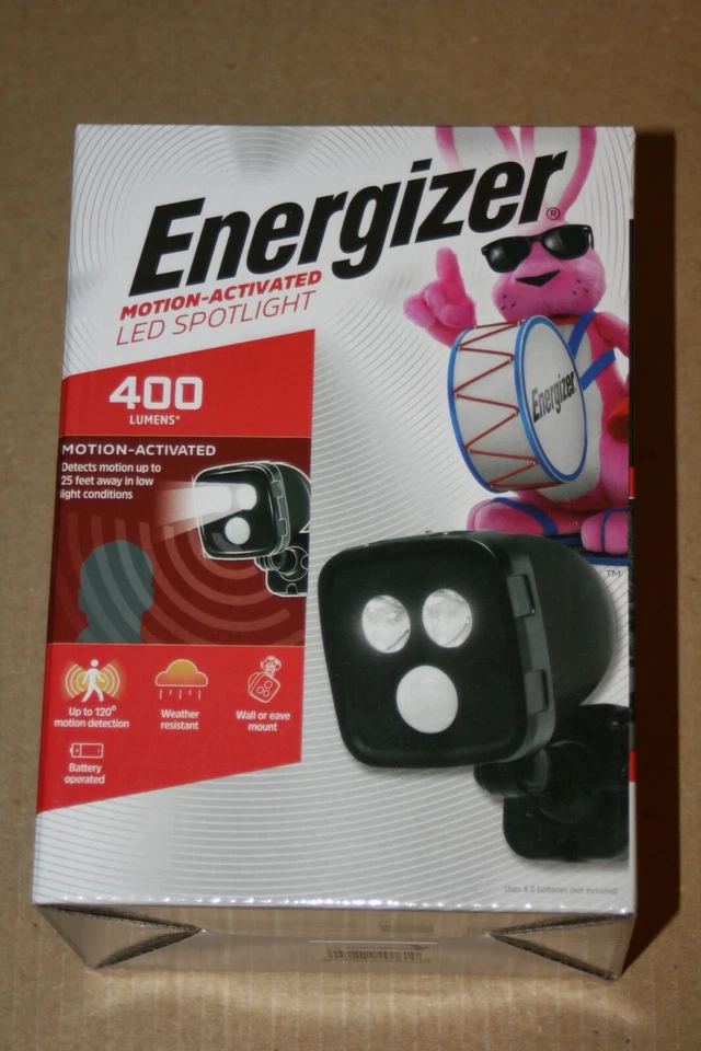 Energizer 400-lumen Black Battery-operated LED Motion Spot Light