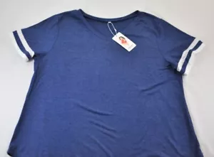 women's Vislily t-shirt size 18W blue short sleeve v-neck stretchy polyester mix - Picture 1 of 8
