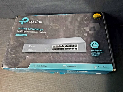 TP-Link 16 Port 10/100Mbps Fast Ethernet Switch Plug & Play Metal TL-SF1016DS - Image 1 of 4
