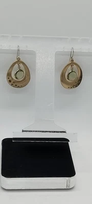 Kenneth Cole Earrings Teardrop Hoop With Green Colored  Stone - Image 1 of 4