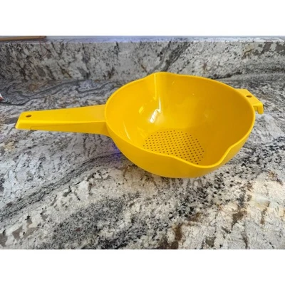Tupperware Yellow 2 qt Double Spout Strainer/ Colander  - Image 1 of 3