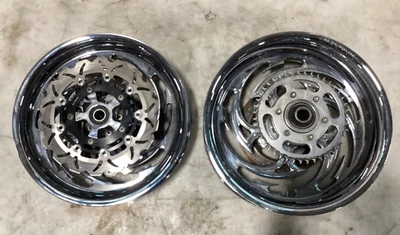 08-20 Suzuki Hayabusa GSXR 1300 Front Rear Wheels SHREDDER Chrome STOCK SIZE - Image 1 of 4