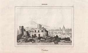 c1830 Catania Sizilien Sicilia Italia Italien Stadtansicht Kupferstich-Ansicht - Picture 1 of 1
