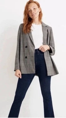 Blazer Madewell Caldwell Gran Tamaño Mezcla de Lana a Cuadros Doble Pecho Talla Pequeña Foto 1 de 4