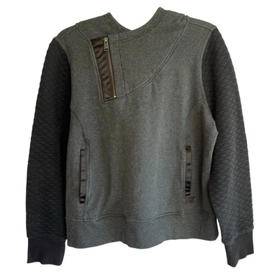 Harley Davidson Women’s Sweatshirt XL Quilted Sleeves Hood Gray Black Zip Pocket - Image 1 of 4