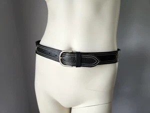 EDDIE BAUER schwarz genähter Gürtel 40" silber Western Cowgirl Damen Medium Large - Bild 1 von 16