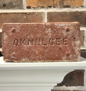 Okmulgee Oklahoma Brick! Antiker Landschaftsbau Vintage aufgearbeitet KOSTENLOSER VERSAND! GROß - Bild 1 von 6