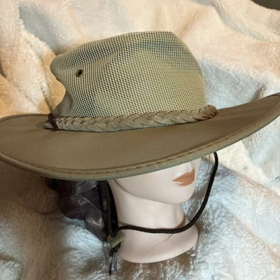 Sombrero BARMAH Safari Outback Lona Drover Flujo de Aire Ventilado 1057 Beige/Malla Bronceada XXL Foto 1 de 4