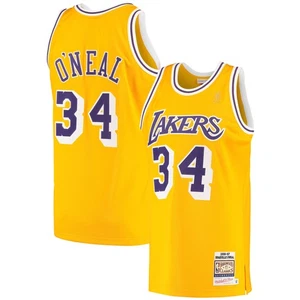 Para hombres Mitchell & Ness Shaquille O'Neal Oro Los Angeles Lakers 1996/97 Madera Dura - Imagen 1 de 3