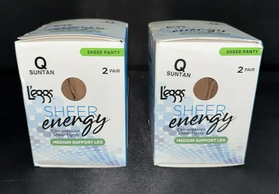 Meia-calça Leggs Sheer Energy Sheer To Waist Q Suntan (duas caixas de pacote com 2) - Imagem 1 de 4