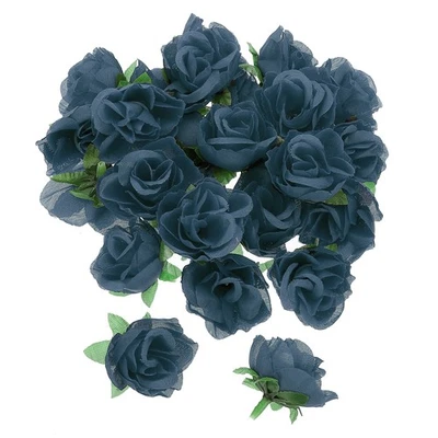 Mini Rose Artificial Flower Bulk 1.2 Inch, 50 Pcs Flower Head, Mist Blue Foto 1 de 4