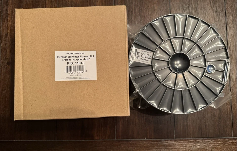Monoprice Premium 3D Printer Filament PLA 1.75mm 1kg / Spool Blue 11043 - Image 1 of 3