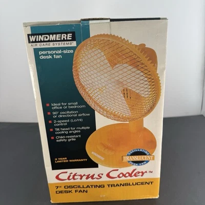 Vintage Windmere Retro Orange 7” Citrus Cooler Desk Dorm Fan Translucent 2-Speed - Image 1 of 4