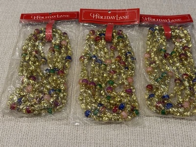 Macy's Holiday Lane 9 ft Plastic Beaded Garland lot of 3=27 Feet **NOS￼ - Image 1 of 4