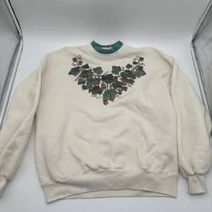 VTG Morning Sun Sweatshirt USA Made Grapevine Design Grandma Cottage Core Sz L - Picture 1 of 9