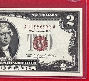 1963 $2 Dollar Bill Legal Tender Red Seal Uncirculated - Picture 1 of 3