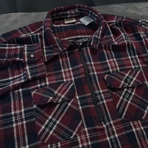 Vintage Five Brother Pullover Mens 3XL Red Plaid Half Zip Heavyweight Flannel - Picture 1 of 7