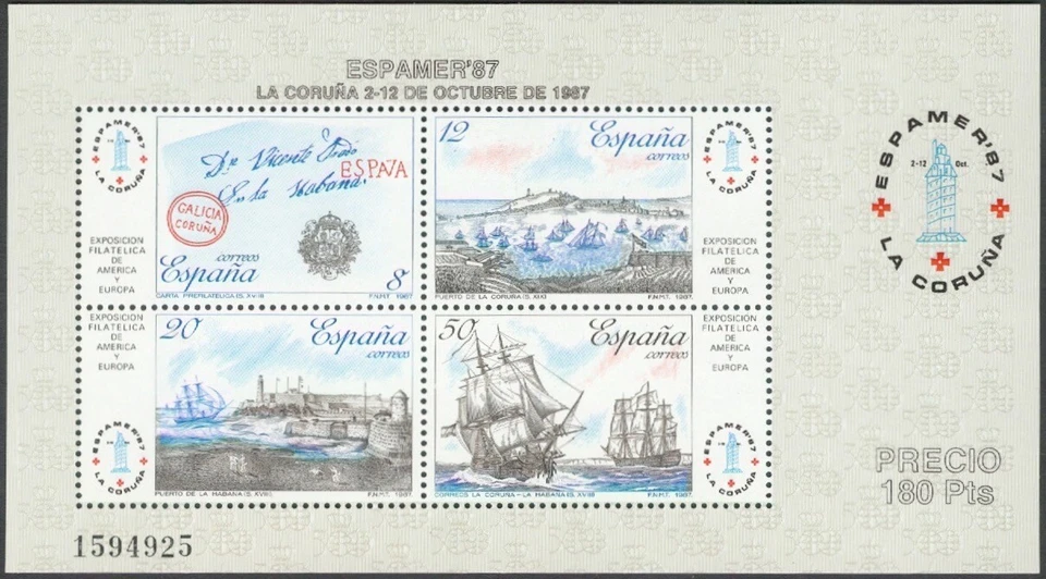 ESPAÑA 1987 - HOJITA BLOQUE ESPAMER'87 - EDIFIL 2916** - NUEVA SIN FIJASELLOS - Imagen 1 de 1