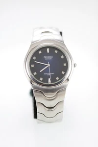 Armitron Diamond Watch Men Stainless Steel Silver 50m Battery Blue Quartz - Picture 1 of 6