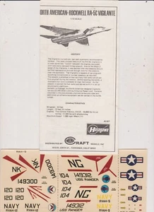 HASEGAWA NORTH AMERICAN ROCKWELL RA-5C VIGILANTE DECALS - Picture 1 of 1